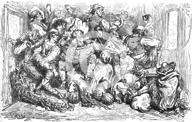 ''Interior of a third class railway carriage in Spain; Notes on Spain', 1875. Creator: Unknown.