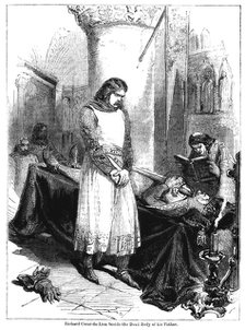 King Richard I beside the dead body of his father, King Henry II, 1189. Artist: Unknown