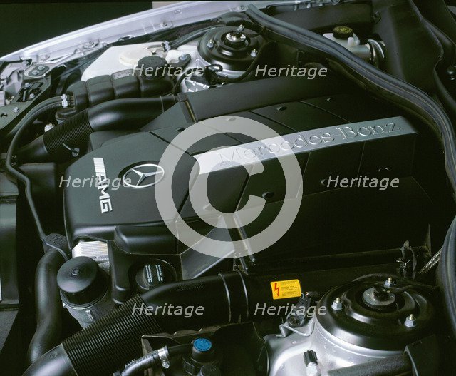 2001 Mercedes Benz CL55 AMG V8 engine. Artist: Unknown.