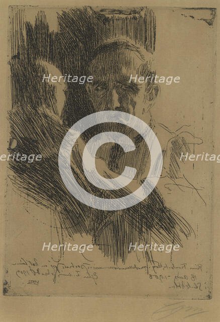 Portrait of the sculptor Paolo Troubetzkoy (1866-1938), 1909. Creator: Zorn; Anders Leonard (1860-1920).