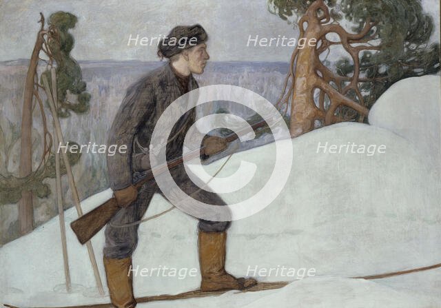 The Lynx Hunter, 1900. Creator: Pekka Halonen.