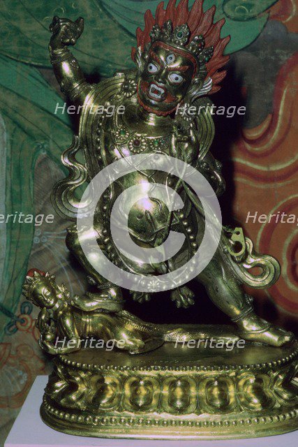 Tibetan gilt-bronze statuette of Vajrapani. Artist: Unknown