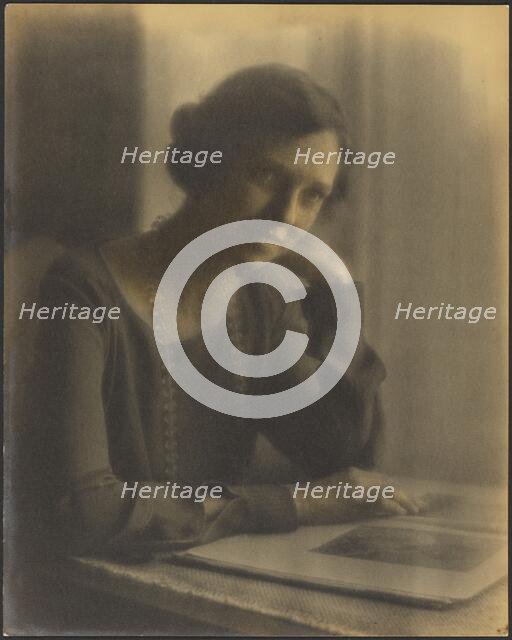 Portrait of a Woman with Long Necklace, 1907-1943. Creator: Louis Fleckenstein.