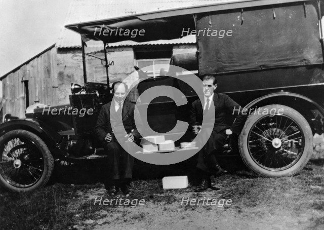 Two men with a Daimler shooting brake, 1914. Artist: Unknown