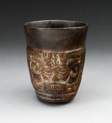 Blackware Cup with Abstract Faces Carved in Panels, A.D. 1000/1476. Creator: Unknown.