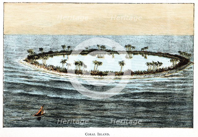 Coral reef surrounding a lagoon. Artist: Unknown