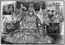 The body of Chief Shakes lying in state, Alaska, 1882.Artist: J Whitney