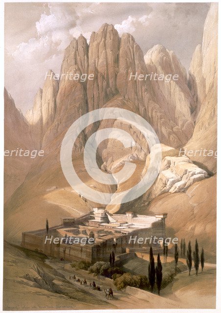 'Convent of St Catherine with Mount Horeb, February 19th 1839' (1849). Artist: Louis Haghe