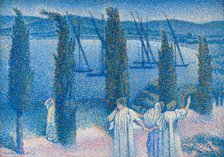 Nocturne with Cypresses (Nocturne aux cyprès), 1896. Creator: Cross, Henri Edmond (1856-1910).