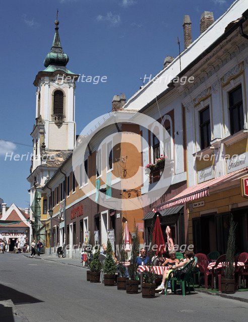 Café and church, Szentendre, Hungary