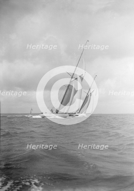 The racing cutters 'Istria' and 'Mariska', 1912. Creator: Kirk & Sons of Cowes.