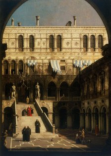 The Courtyard of the Palazzo Ducale with the Scala dei Giganti seen through the Arco Foscari, c1751. Creator: Canaletto (1697-1768).