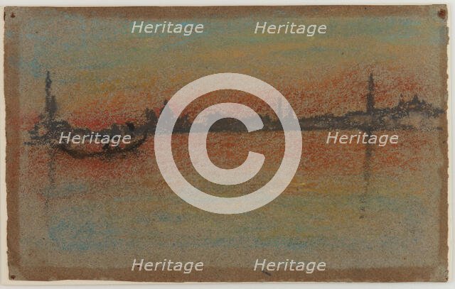 Venice: Sunset on Harbour, 1880. Creator: James Abbott McNeill Whistler.