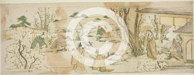 Courtly event modeled on the Lanting Gathering, Japan, c. 1801/07. Creator: Hokusai.