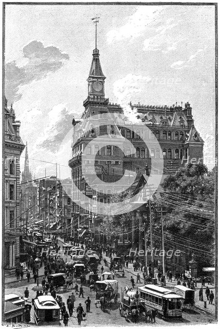 The Western Union Telegraph Company's buildings, Broadway and Dey Street, New York, 1892.Artist: Boudier