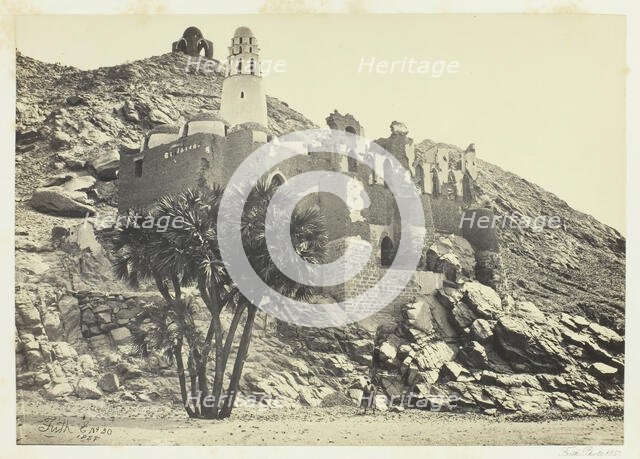 Doum Palm and Ruined Mosque, Philæ, 1857. Creator: Francis Frith.