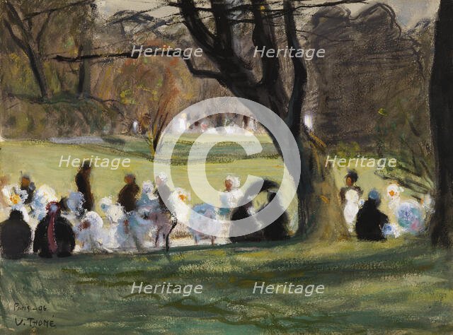 Park Scene from Paris, 1906. Creator: Verner Thome.