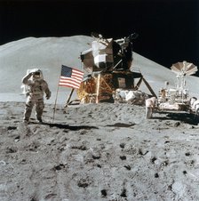 Astronaut James Irwin (1930-1991) gives a salute on the Moon, 1971.Artist: NASA