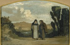 Monks on the Appian Way, ca. 1865. Creator: Elihu Vedder.