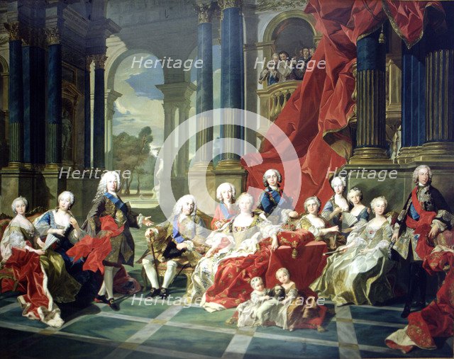 The family of Felipe V, oil painting, appear with the king, his second wife Elizabeth Farnese and…