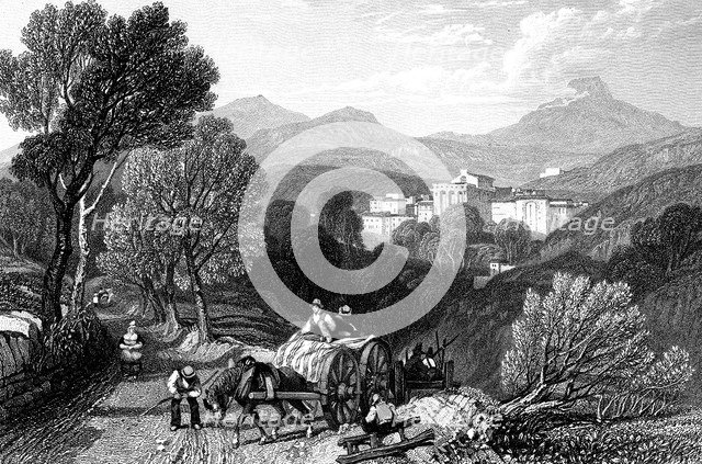 The approach to Royat, France, 1838.Artist: JC Varrall