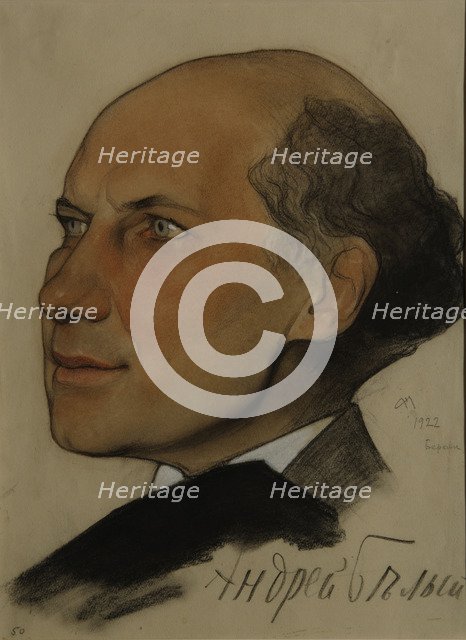 Portrait of the Poet Andrei Bely (1880-1934), 1922. Artist: Andreev, Nikolai Andreevich (1873-1932)