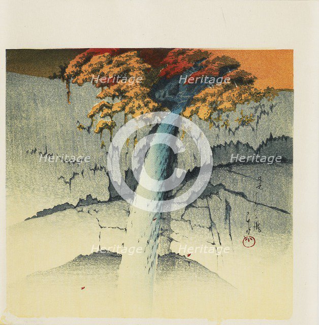 Woodblock print - 'Kegon Falls, Nikko', 1988. Artist: Hasui Kawase.
