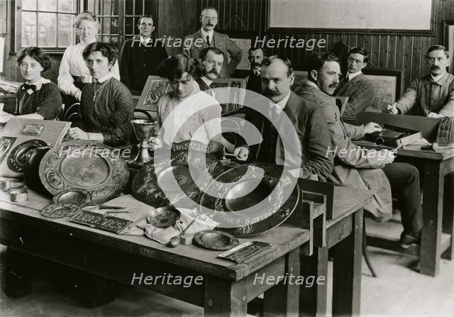 Men and women in tinsmithing and plating class, within 20 miles of Barry, before 19 Creator: Unknown.
