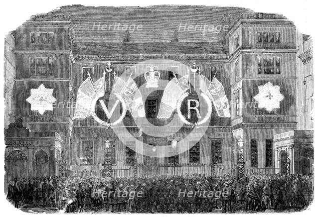 The Peace Illuminations - the Ordnance Office, Pall-Mall, 1856.  Creator: Unknown.