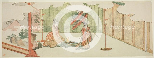 Young girl dancing at nobleman's mansion, Japan, 1805. Creator: Hokusai.