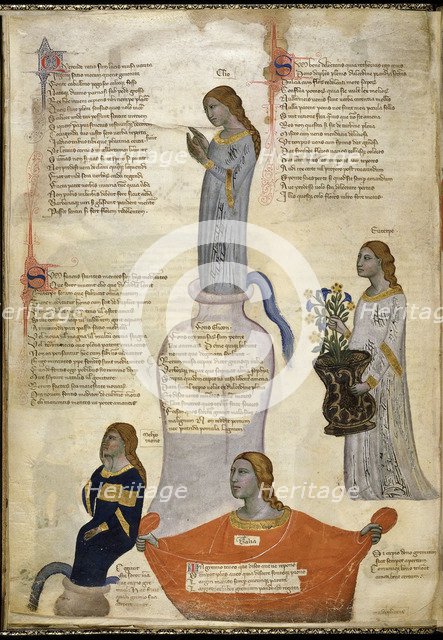 Four Muses (From Regia Carmina by Convenevole da Prato). Artist: Pacino di Buonaguida (active 1302-1343)