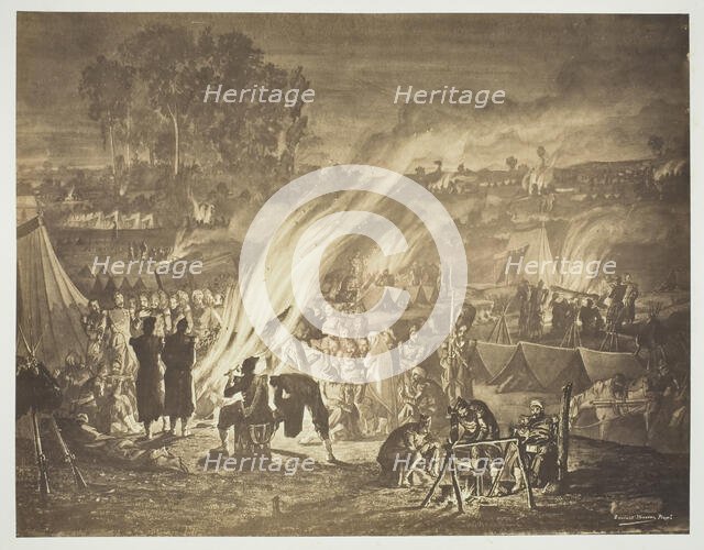 Untitled [Drawing of Arab 'fête' improvised by the Zouaves, by Bénédict Masson], 1857.  Creator: Gustave Le Gray.
