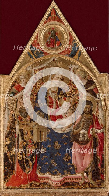 Madonna and Child, with a Bishop, St John the Baptist and Angels, Early 15th cen.. Artist: Antonio da Firenze (15th century)