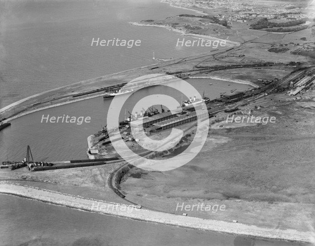 Heysham Harbour and Half Moon Bay, Lancashire, 1934. Artist: Aerofilms.
