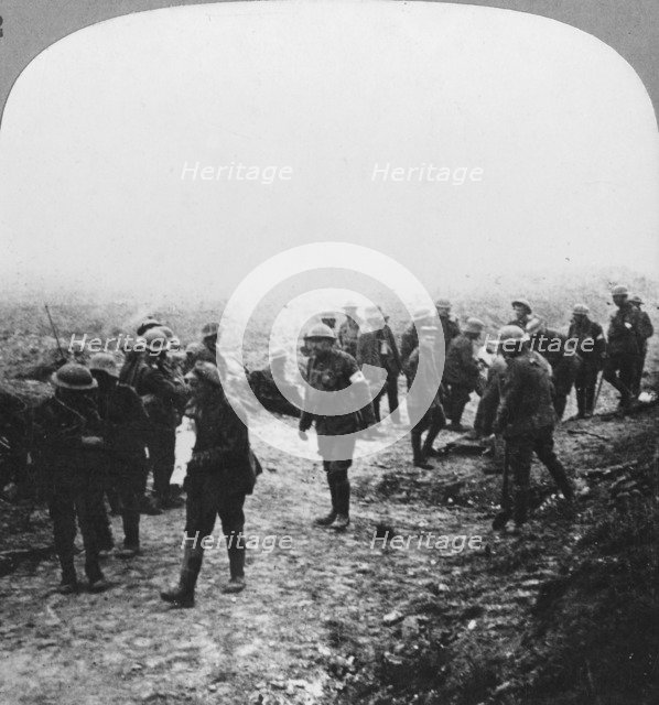 Attending to the wounded on the Menin Road, Ypres, Flanders, Belgium, World War I, c1914-c1918. Artist: Realistic Travels Publishers