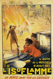 'Advertisement for Isoflamme fire extinguishers, 1913. Artist: Louis Houpin.