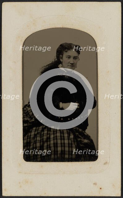 Tintype portrait of Mrs. Annie Cox, ca. 1865. Creator: Hall's Tintype & Ferrotype Gallery.