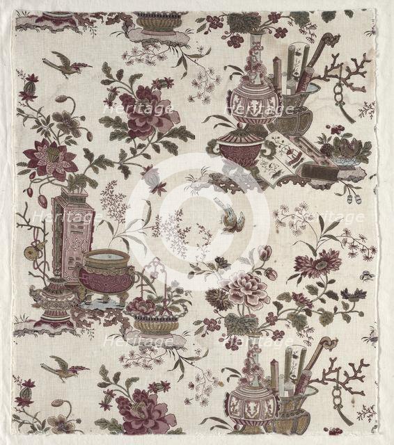 Fragment of Woodblock Printed Cotton, c. 1780. Creator: Christophe Philippe Oberkampf (French, 1738-1815), firm of.