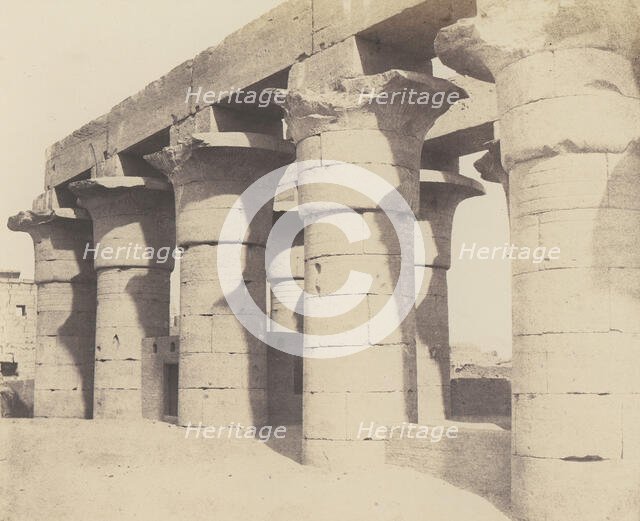 Louksor (Thèbes). Construction Centrale - Grande Colonnade, 1851-52, printed 1853-54. Creator: Félix Teynard.