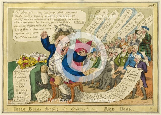 John Bull Reading the Extraordinary Red Book, published June 20, 1816. Creator: William Elmes.