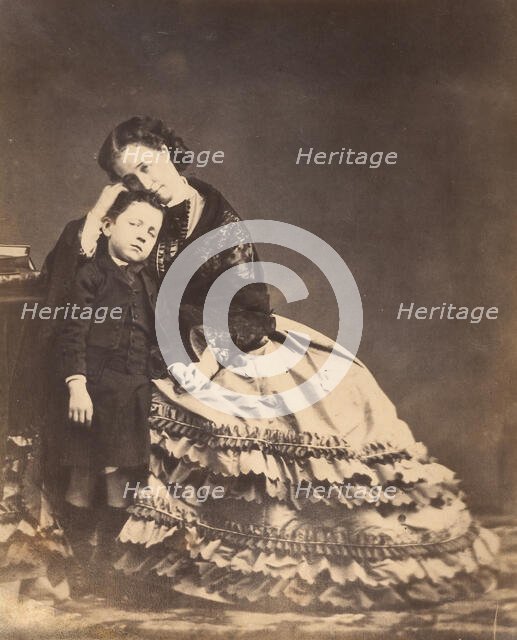 [Empress Eugénie and the Prince Imperial], 1862. Creator: Attributed to François-Benjamin-Maria Delessert.