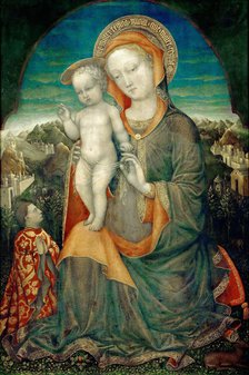 The Madonna of Humility Adored by Lionello d'Este, ca 1445. Creator: Bellini, Jacopo (c. 1400-c. 1470).