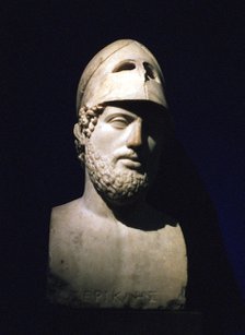 Marble portrait bust of Perikles, Athenian statesman (c490-429 BC), Roman, 2nd century BC. Artist: Unknown