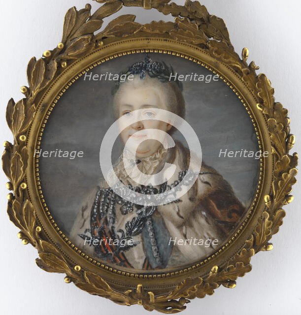 Portrait of Empress Catherine II (1729-1796). Creator: Roslin, Alexander (1718-1793).
