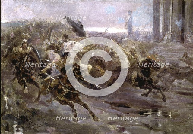 The Huns entering Rome, led by Attila', oil by Ulpiano Checa.