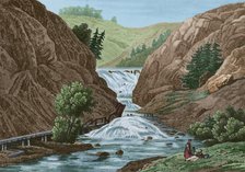 Waterfalls at Mount Ida, United States, 1837, (1850).  Creator: Jacques Gerard Milbert.