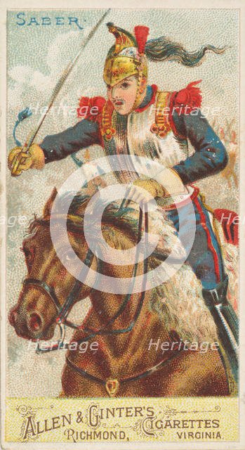 Saber, from the Arms of All Nations series (N3) for Allen & Ginter Cigarettes Brands, 1887. Creator: Allen & Ginter.