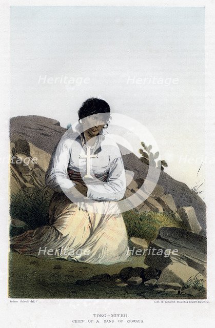 Toro-Mucho, chief of a band of Kioways, 1856.Artist: John Mix Stanley