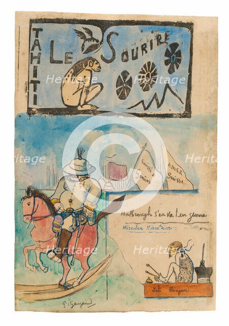 Caricatures of Gauguin and Governor Gallet, with headpiece from Le sourire, 1900. Creator: Paul Gauguin.