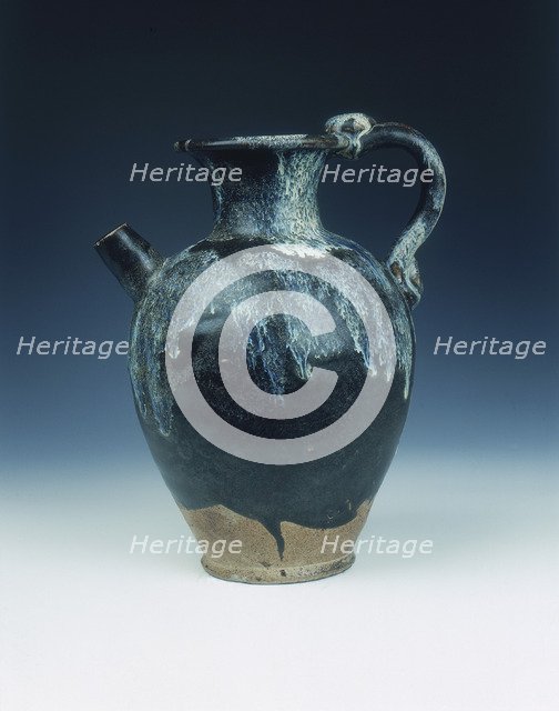Black glazed ewer with blue phosphatic suffusions, Tang dynasty, China, 8th-9th century. Artist: Unknown